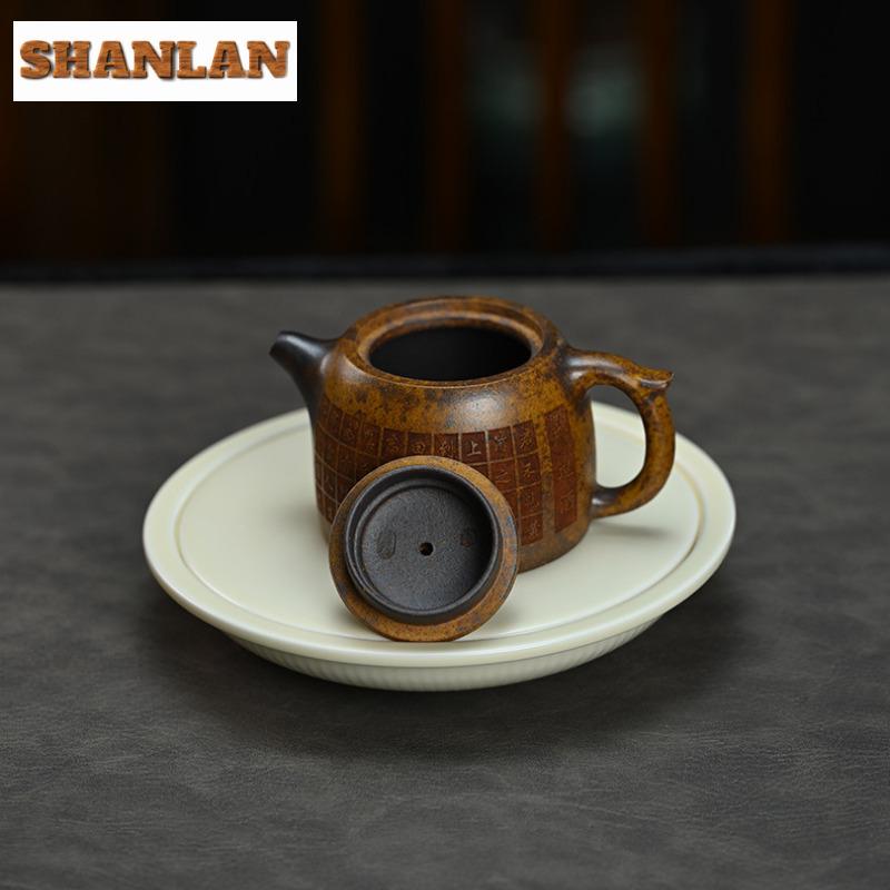 170ml Yixing Purple Clay Teapots Handmade Well Fence Pot Raw Ore Wood-fired Porcelain Mud Kettle Chinese Zisha Teaset Collection