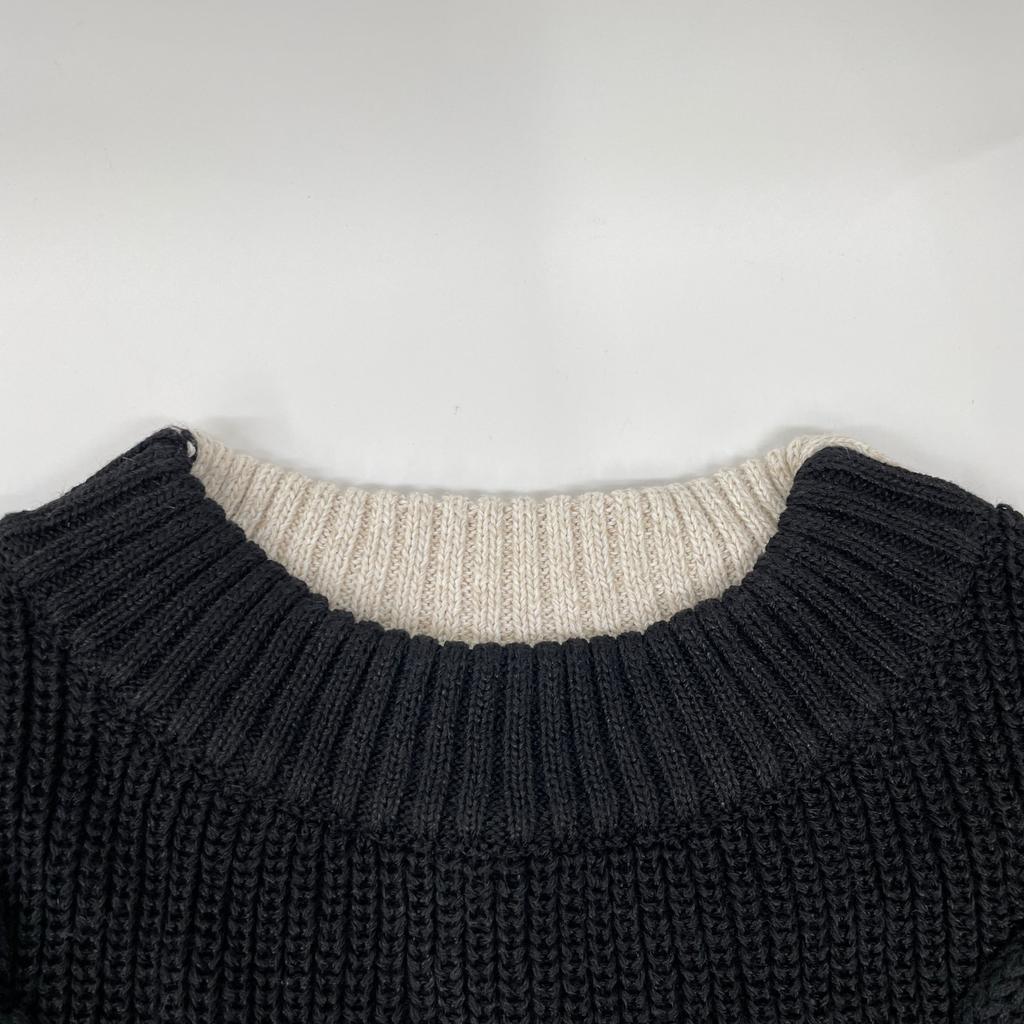 Adore 531-2170424 Beige X Black Linen Cable Knit Top Tops 38 Beige / blackUsed