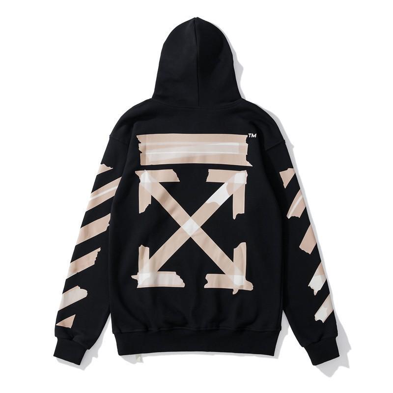 Yüksek Kaliteli Trend OFF WHITE Basic Ok 3D Baskılı Kapüşonlu Sweatshirt