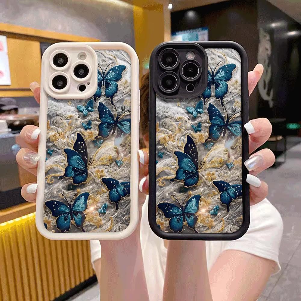 Blue Butterflies Shockproof Phone Case For iPhone 17 Pro Max 16E 15 Pro 14 13 12 11 Mini AIR XS XR XS 8Plus Anti-Slip Soft TPU