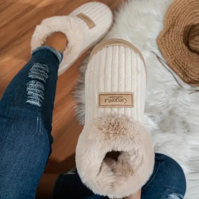 Autumn and Winter Cotton Shoes with Thick Soles for Men and Women, Home and Indoor with Velvet Wicks and Plush Slippers