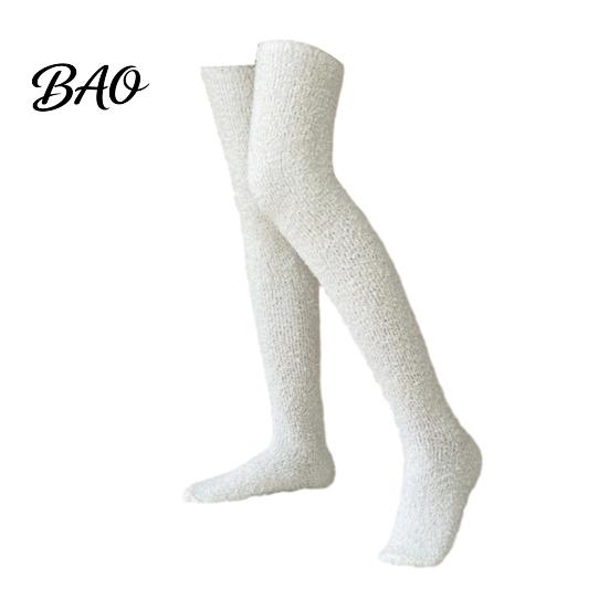 Fleece Thigh High Socks 1 Pair Fuzzy for Women, Long Soft Fluffy Stockings Leg Warmer, Thickened Plush Over The Knee Stockings, Winter Boot