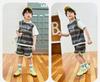 Boys' Mesh Breathable Fake Two-piece T-shirt Shorts Set