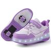 Runaway Shoes Children Girls Double Wheel Automatic Shrinkage Wheel Shoes Luminous Pulley Shoes Deformation Shoes