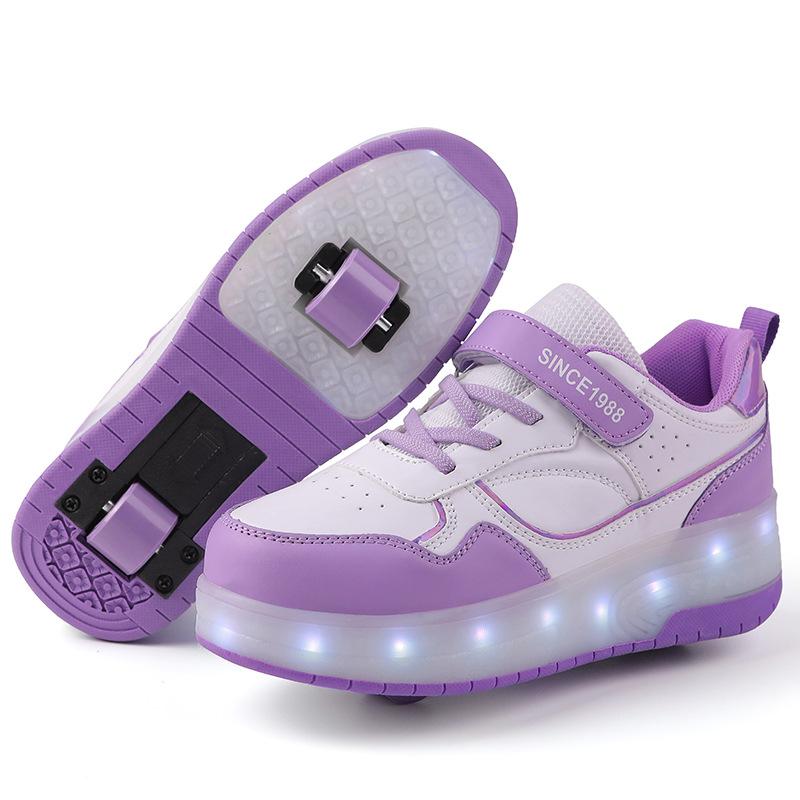 Girls Runaway Shoes Children's Double Wheel Student Roller Skates Burst Shoes Four Wheel Boys Skating Roller Shoes