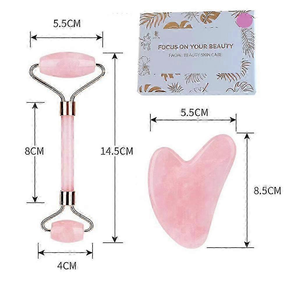 Jade Roller Gua Sha, Face Roller, Facial Beauty Roller Skin Care Tools, Rose Quartz Massager For Face, Eyes, Neck, Body Muscle Relaxing And Relieve