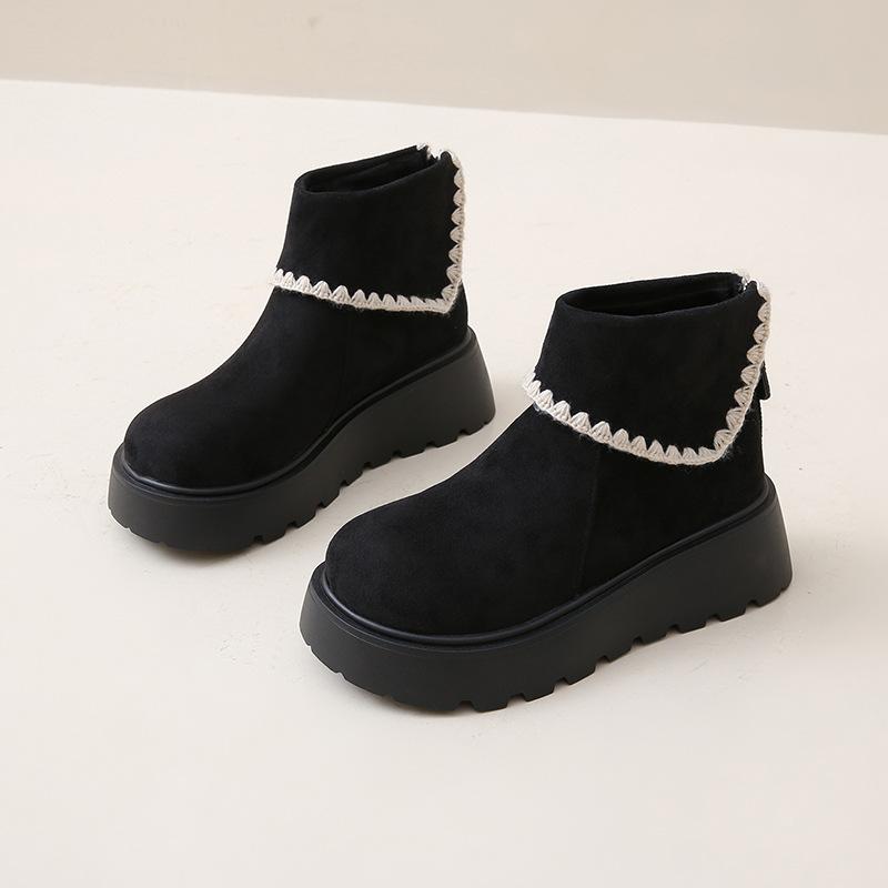 

Simple small muffin thick-soled short boots for women s 2025 autumn and winter new fashionable versatile and thin fashion boots 35 чёрный