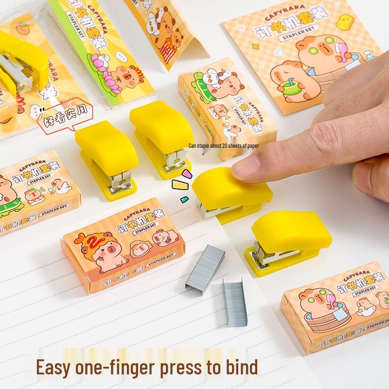 Capybara Cartoon Mini Stapler Set - Creative Stationery for Students and Small Gifts