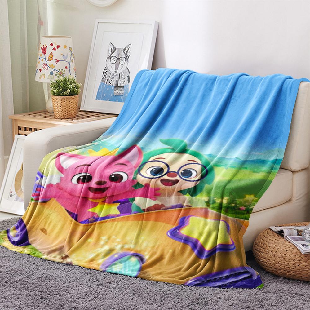1 ks Flísová deka s potiskem Pinkfong, Vysoká kvalita, Pohodlná pro všechna roční období, Domácí dekorace, Teplo a pohodlí, Perfektní pro vánoční dárky111