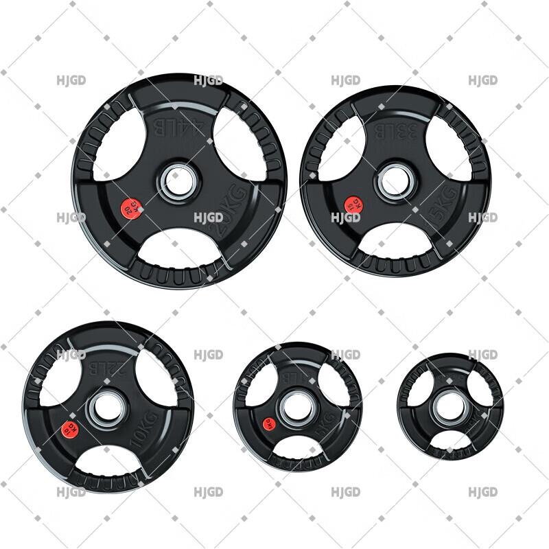 

HJGD 155KG Rubber-Coated Olympic Barbell Plate Set with Triple Grip
