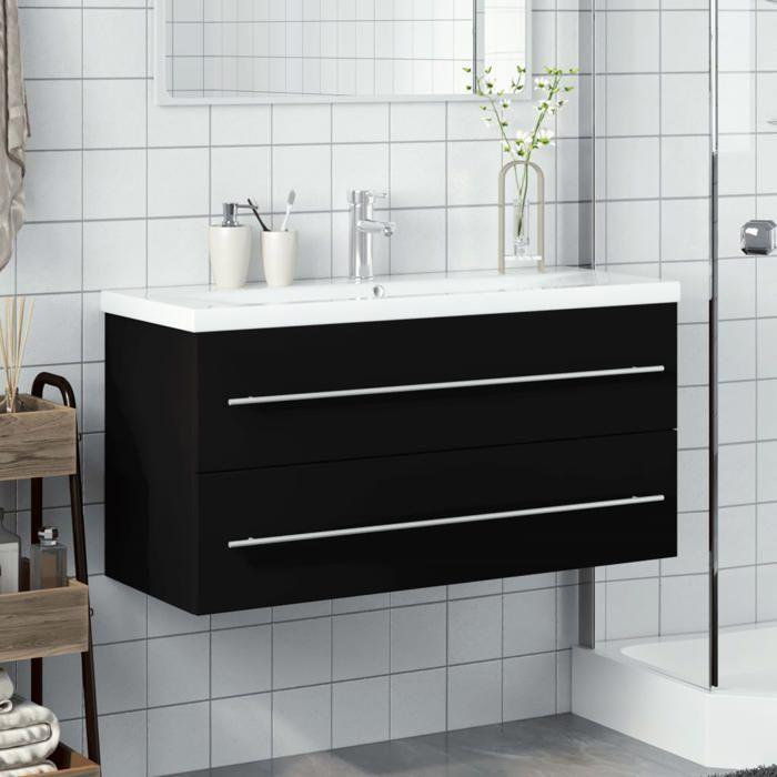 VidaXL Armoire Lavabo de Salle de Bain avec Bassin Intégré, Meuble sous Lavabo avec Tiroir, Organisateur de Toilette, 3278795