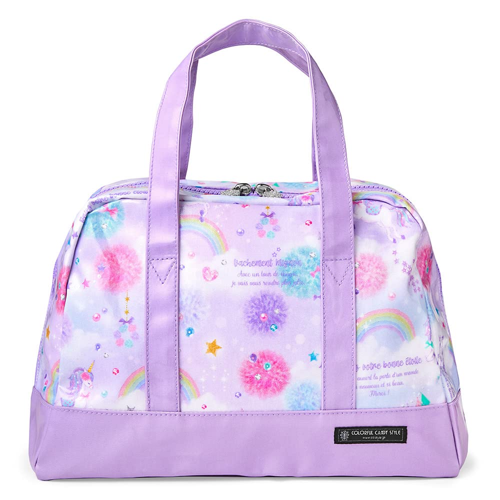 COLORFUL CANDY STYLE Pool Bag for Girls and Kids, Waterproof and Water-Repellent Vinyl Swimming Bag, Semi-Boston Style, Unicorn Fantasy Design (N29159