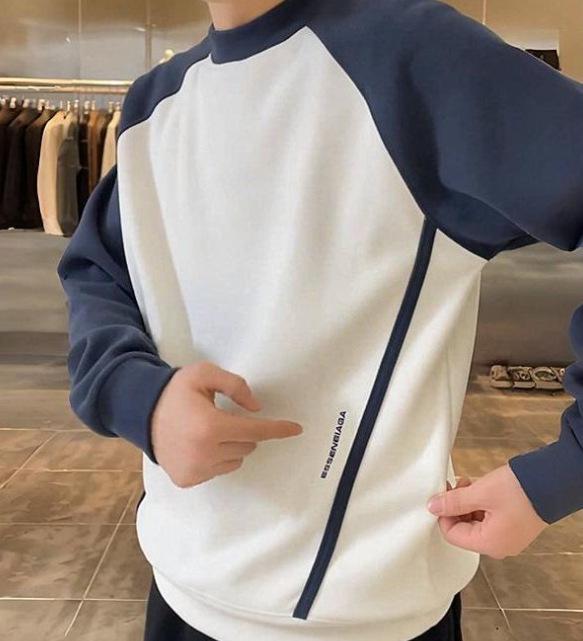 Men s Slim Fit Color Block Patchwork Hoodie - Trendy Autumn/Winter Long Sleeve Base Layer M