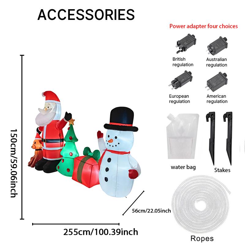 8.2FT Inflatable Christmas Set Santa Snowman Tree Gifts Toy Xmas Yard Party Decoration Festive Gift LED Supplies Home Ornament