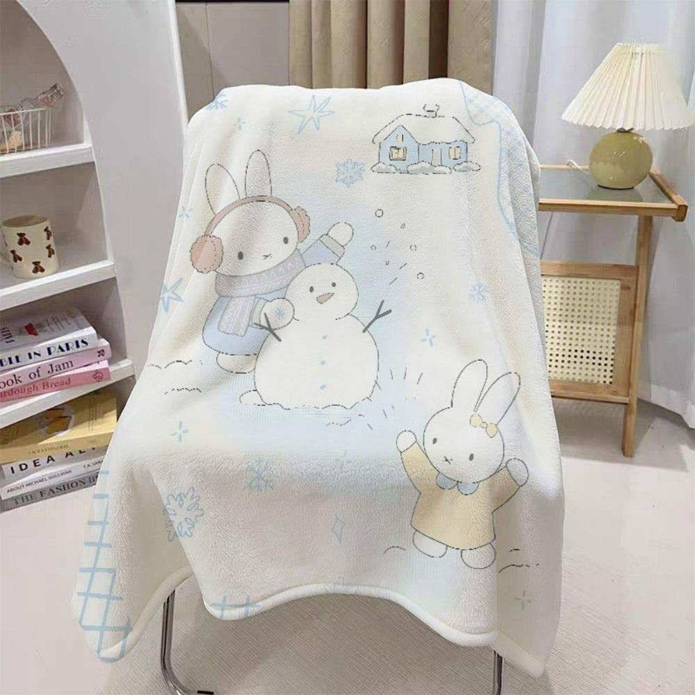 Miffy Cartoon Blanket Cute Air Conditioning Shawl Sofa Lap Cover Nap Throw Soft Warm Lightweight Multi-use Blanket Home Office