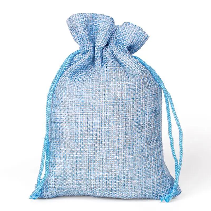 10/5Pcs Jute Drawstring Natural Burlap Bag Jute Gift Bags Multi Size Jewelry Packaging Wedding Diy Burlap Bags Customizable Logo