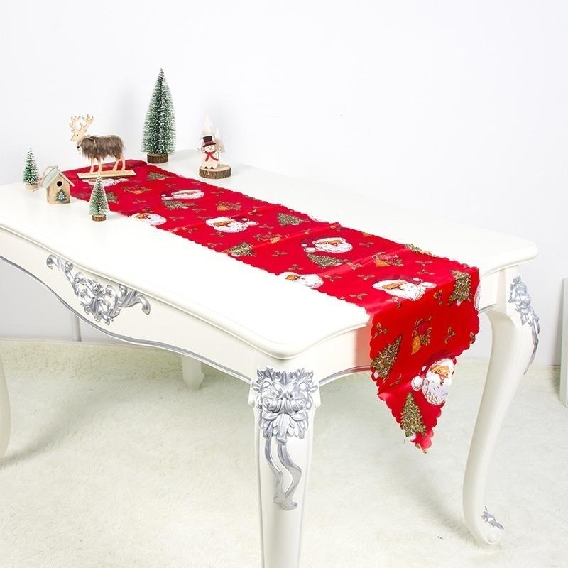 Christmas Decor Tablecloth Printed Embroidered Christmas 35*180cm Table Runners Table Flag for Home New Year Decoration