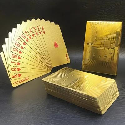 Cartas de pôquer de folha de ouro estilo europeu, cartas de plástico para jogar, adereços de jogo de cartas à prova d'água, ferramentas mágicas, itens colecionáveis para festas, presentes para festas