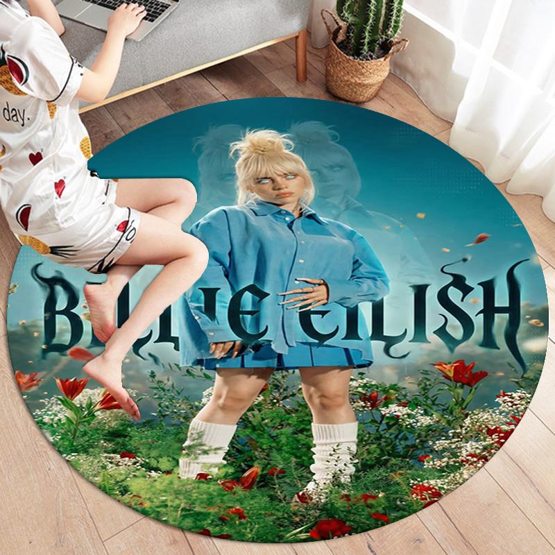 Billie Eilish Round Area Rug,Carpet Rug for Living Room Bedroom Sofa Playroom Decor,Non-slip Floor Mat