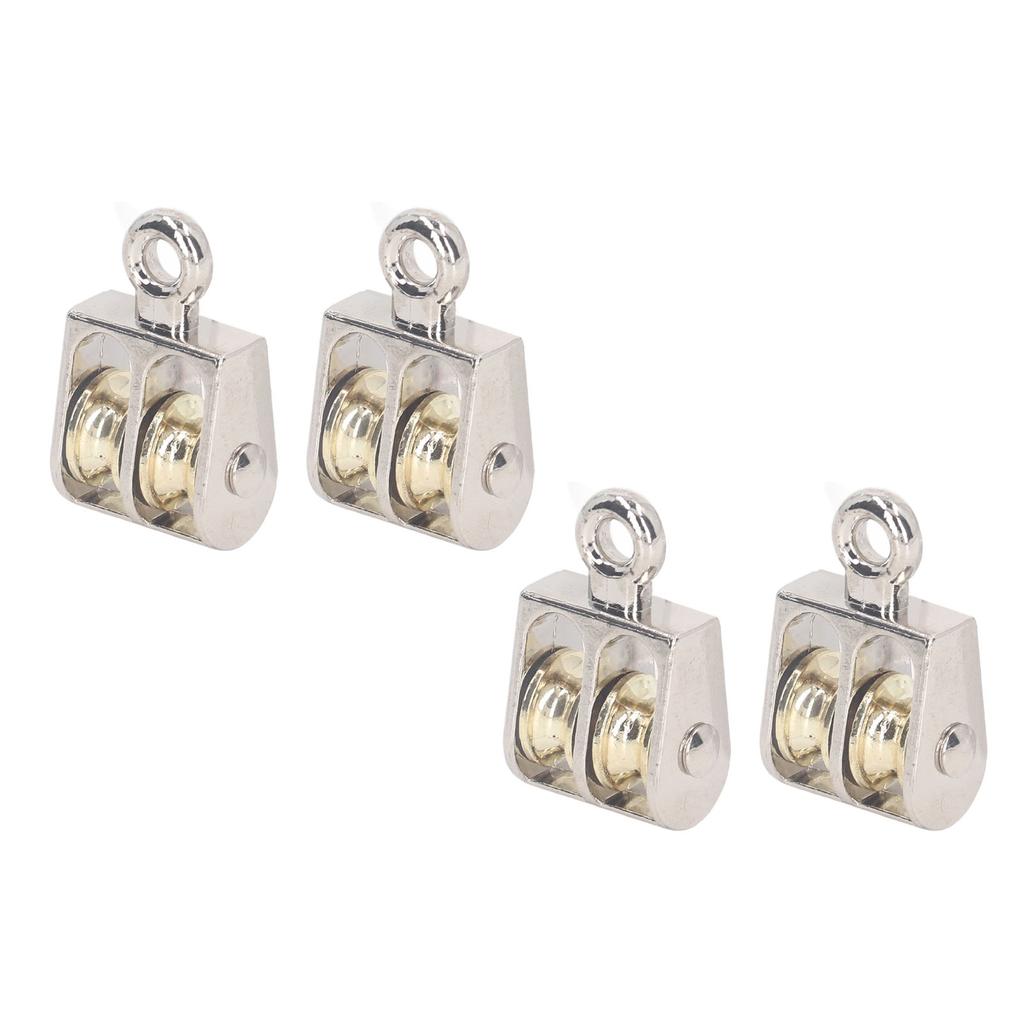 4 Pcs Double Pulley Block 100KG 220LBS Bearing Zinc Alloy Crane Lifting Dual Pulley Roller