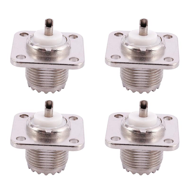 

BAAU 4X UHF Female SO239 Panel Chassis Mount Flange Deck Mount Solder Cup RF Connector срібний