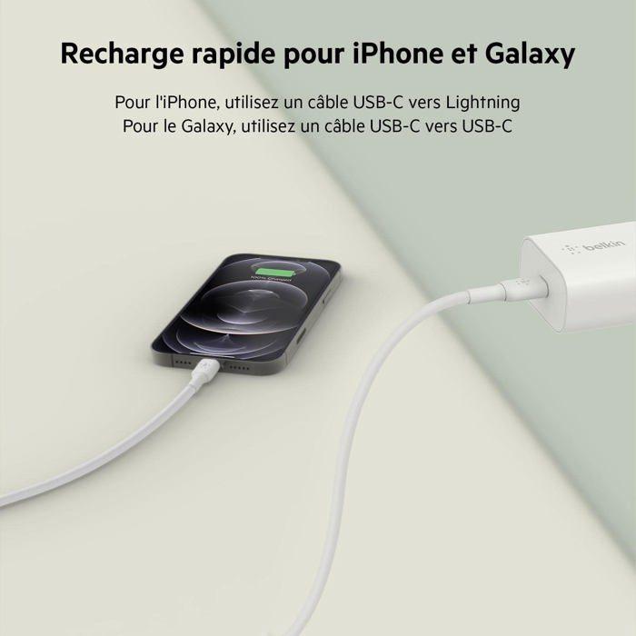Chargeur - belkin - 25w usb-c pd pps - 1m - recharge rapide - smartphone/tablette