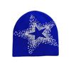 Low MOQ Cuffless Jacquard Acrylic Beanie All Print Y2K Street Hip-hop Fashion Star Pattern Custom Logo Embroidery Travel