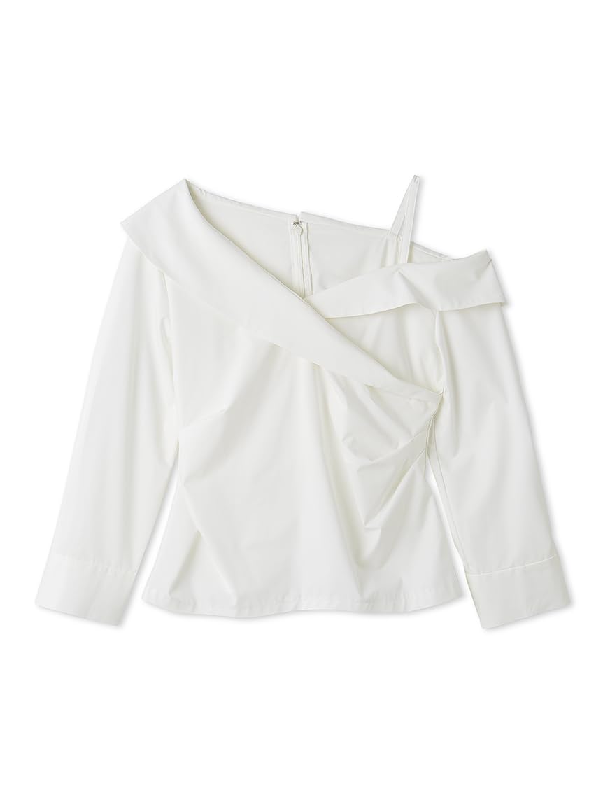 ИДЕНТИФИКАТОР FRAY. Блузка с запахом и асимметричным воротником FWFB251117WHT1