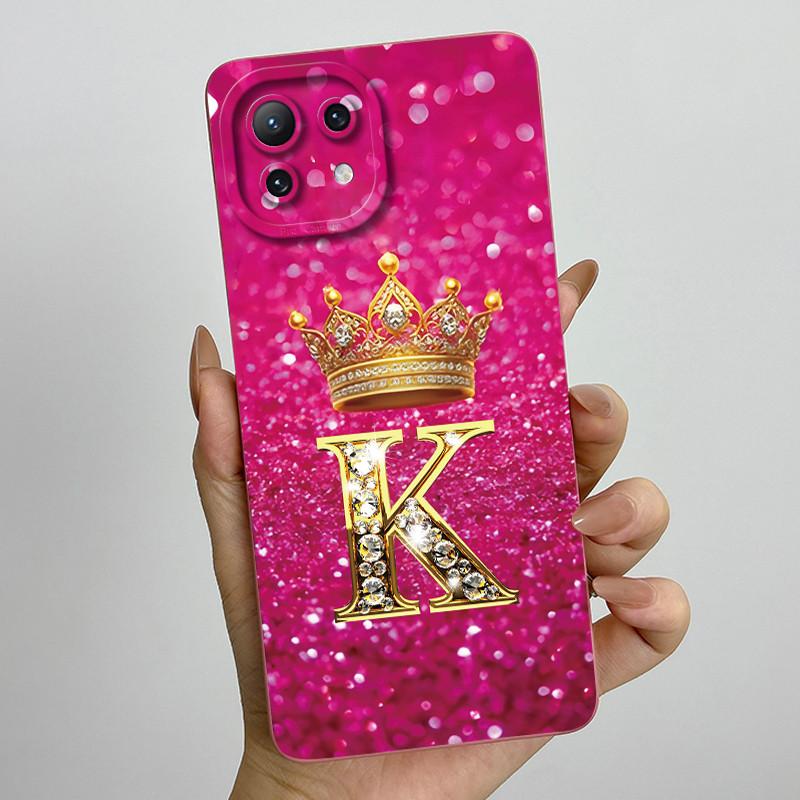 For Xiaomi Mi 11 Lite / 11 Lite 5G / 11 Lite 5G NE Crown Initial Letter Couple Phone Case Soft Silicone TPU Protective Casing