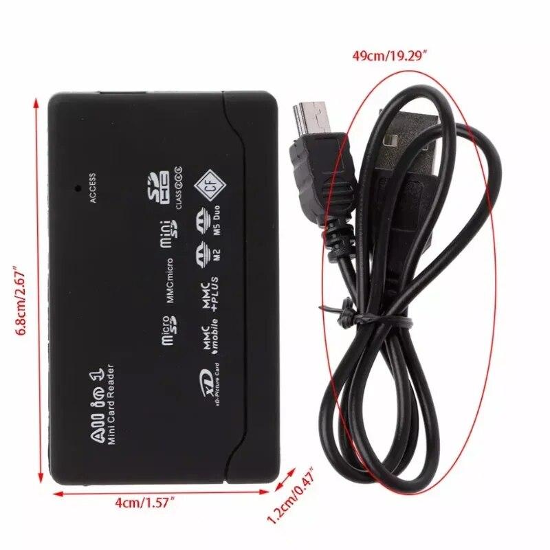 Mini Memory Cardreader All in One Card Reader USB 2.0 480Mbps Card Reader TF MS M2 XD CF Micro SD Carder Reader