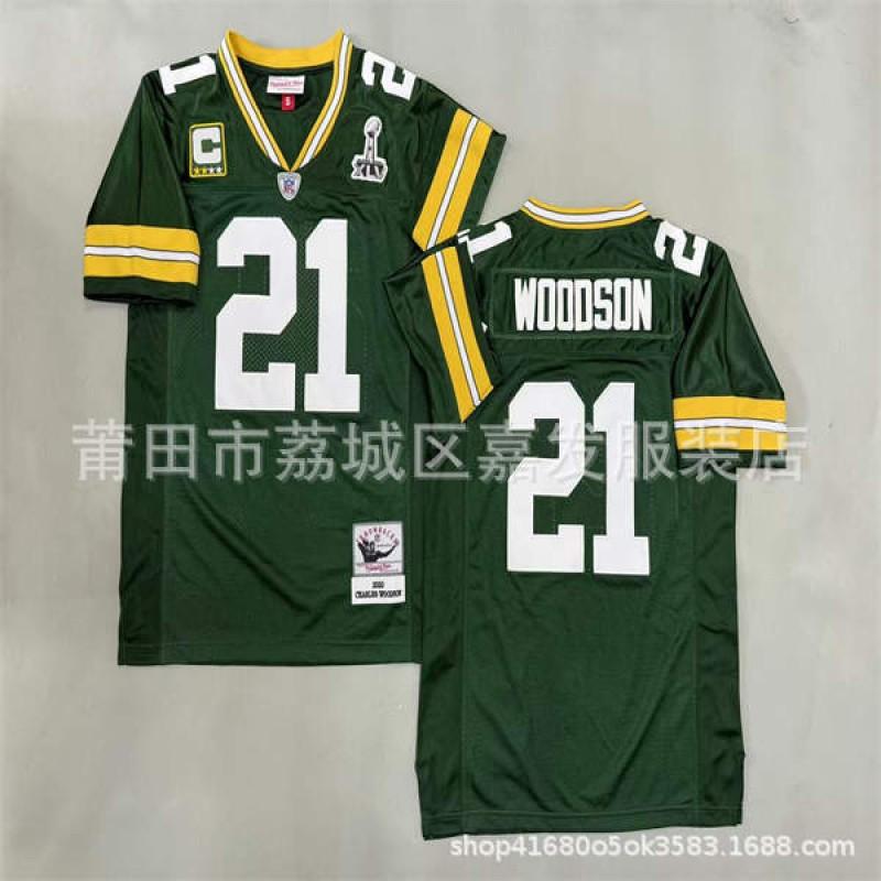Camiseta de Fútbol Retro Green Bay Packers para Hombre de Algodón Camisa Deportiva Estilo Vintage NFL 87 52 84 Bordada