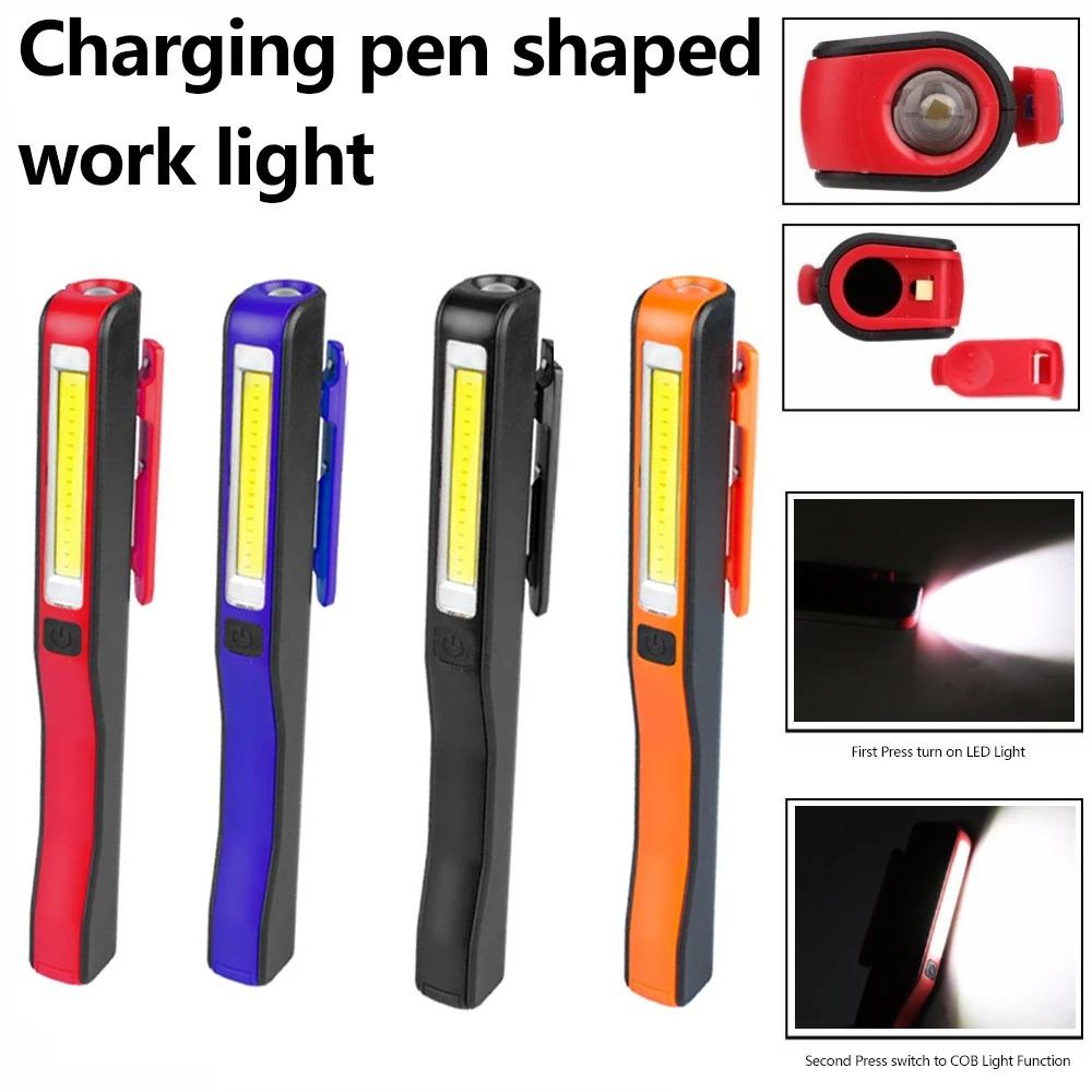 Powerful COB LED Work Light Car Multifunction Lamp Magnetic Mini USBRechargeable Pen Clip Torch Flashlight Work Lnspection Light