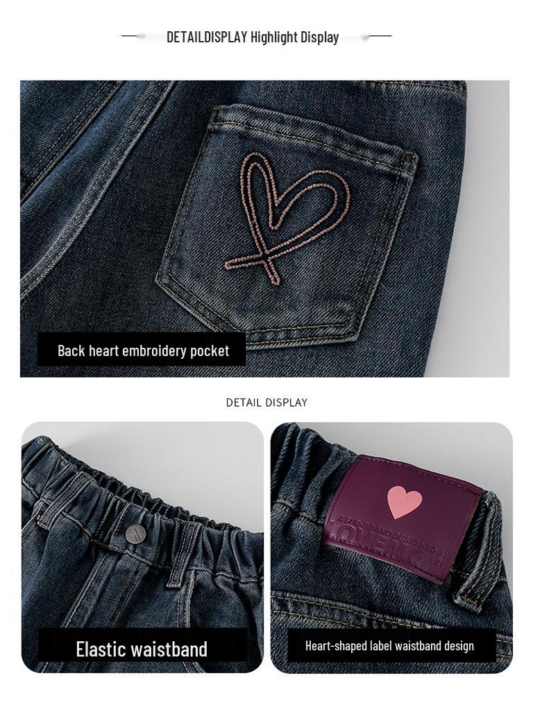 Mädchen Fleecegefütterte Weitbeinjeans - Modischer Koreanischer Stil für Herbst & Winter