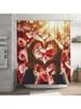 3D Heart Hands Shower Curtain | Romantic Rose Petals Bathroom Decor