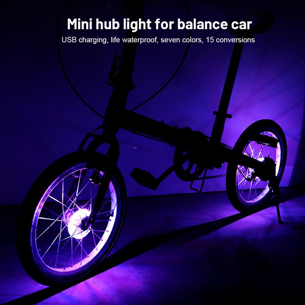 Bike Wheel Hub Lights Rechargeable 7 Colors 15 Modes LED Cycling Lights Colorful Bike Spoke Lights for Safety Warning