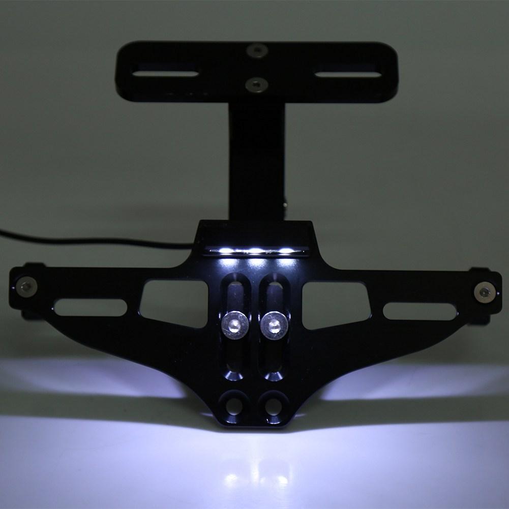 Motorcycle Adjustable Aluminum License Number Plate Frame Holder Bracket with Light