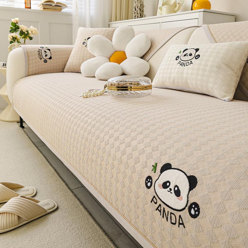 New Chenille Sofa Cushion Four Seasons Universal Cartoon Seat Cushion Fixed Non-Slip Straight Row Sofa Cover Cover Cloth