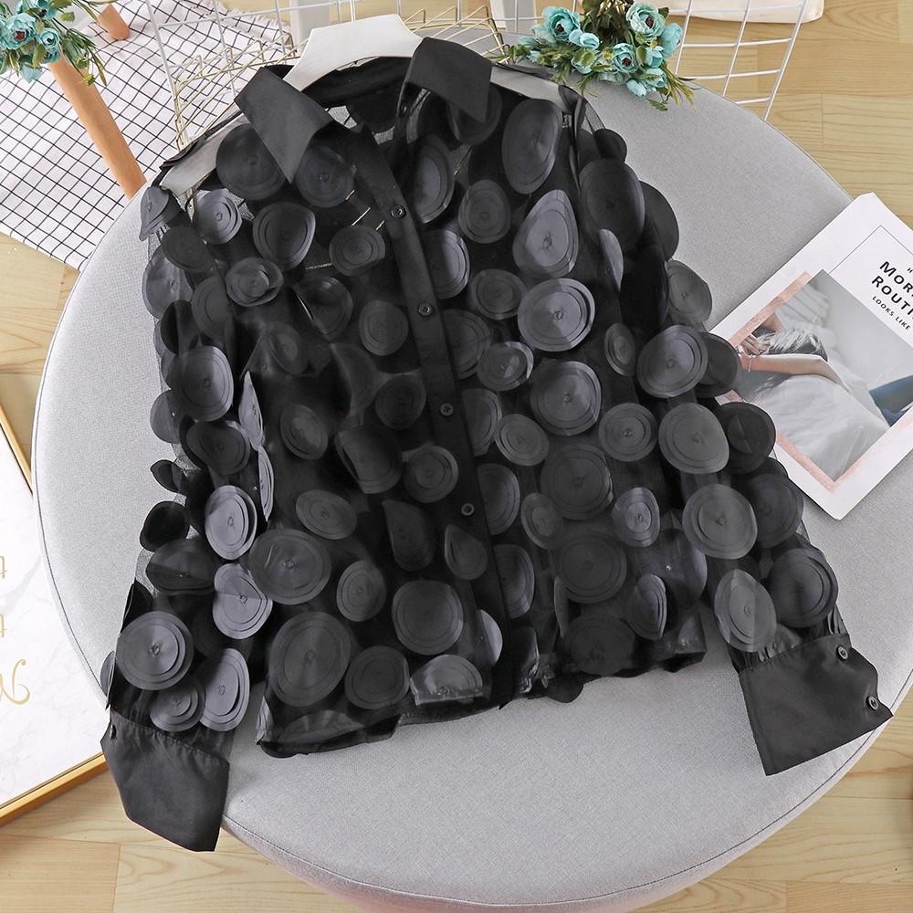 

GMXIA Женская мода, повседневные весенне-осенние однотонные рубашки-поло с длинным рукавом и принтом, блузки и рубашки Uniform size чёрный