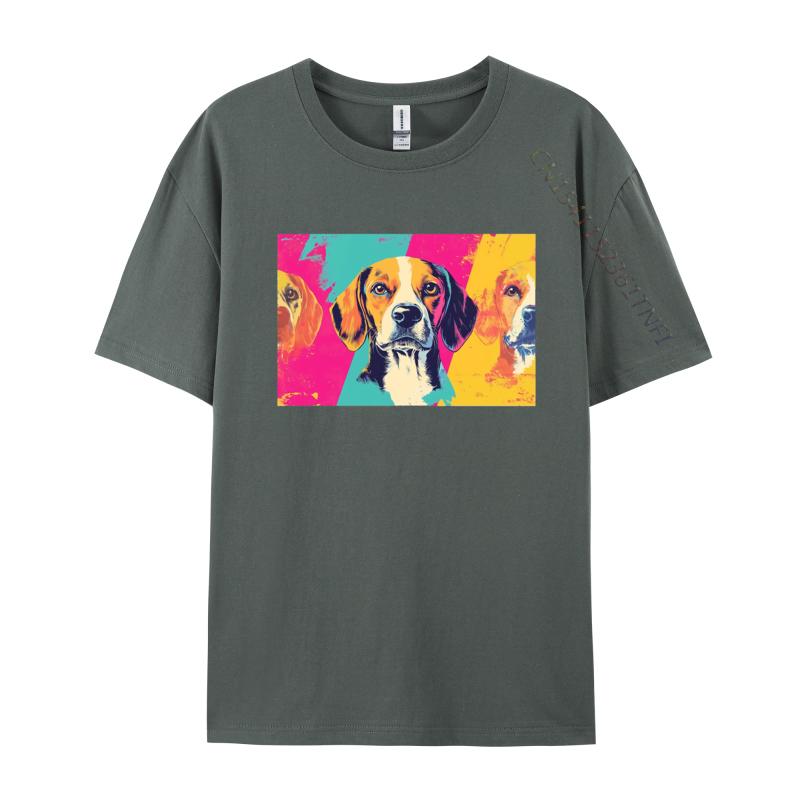 Beagle Art Tshirt Art Style Pet Companion Printed Animated Tshirt Top Tshirts for Men Graphic Tee Cotton