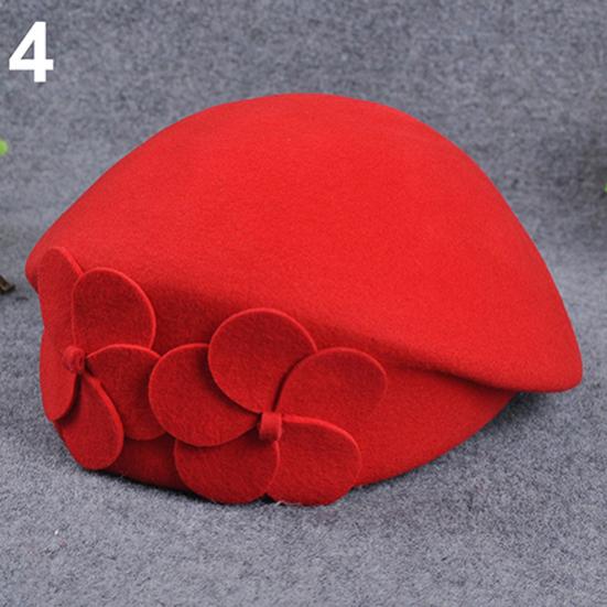 Fashion Women's Beret Baggy Beanie Hat Double Flower Airline Stewardess Cap