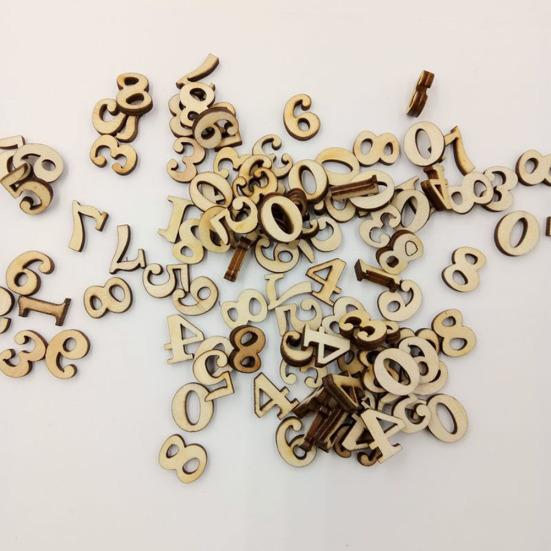100 Pcs Mixed Wood Alphabet Letters Numbers Button DIY Craft Sewing
