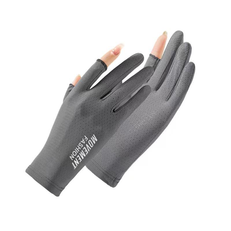 

Велоперчатки для мужчин и женщин летние тонкие из ледяного шелка дышащие с сенсорным экраном для вождения рыбалки противоскользящие с откидными двумя пальцами перчатки для защиты от солнца average size