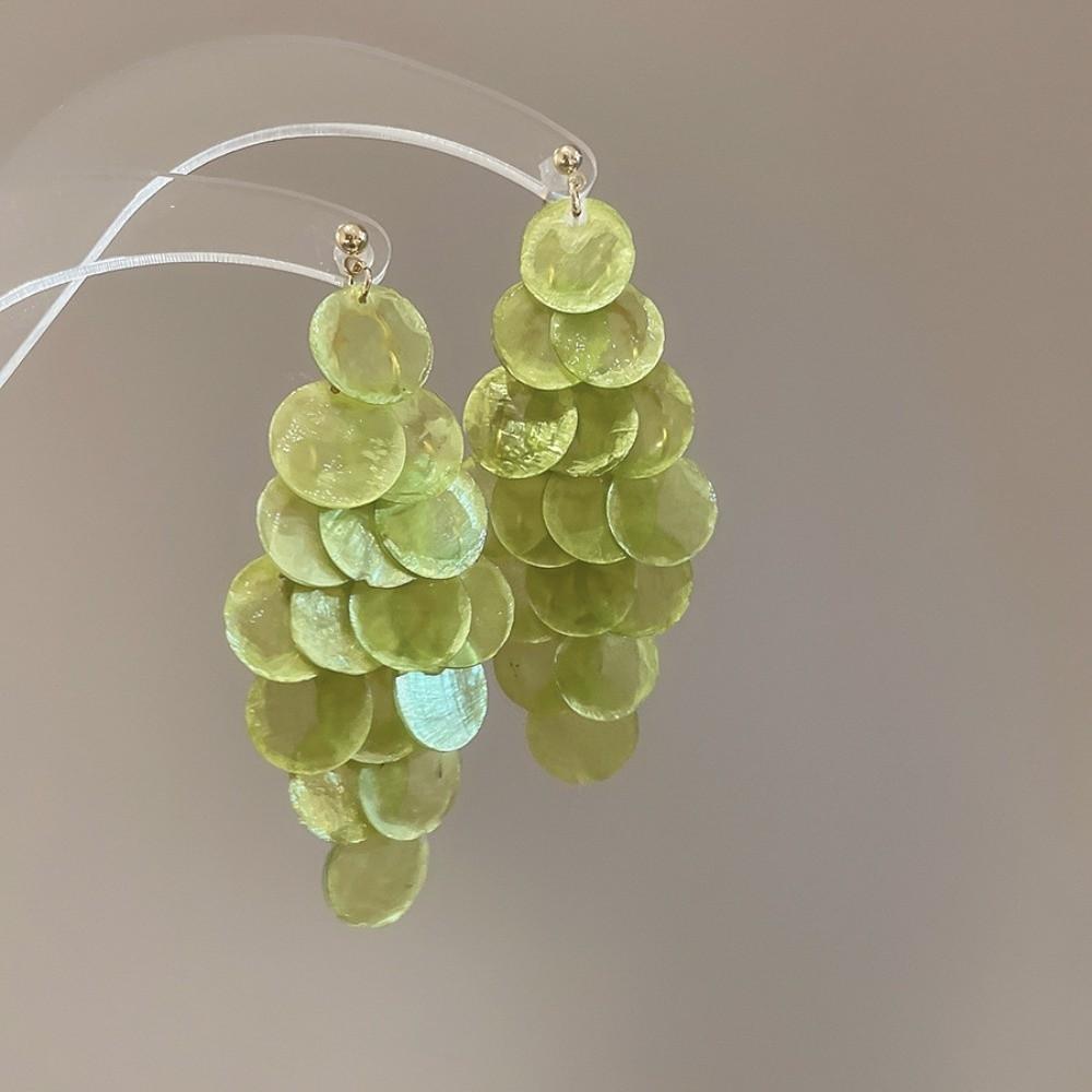 Fashion Vacation Style Shell Tassel Drop Earring Round Shell Tassel Jewelry Gift Women s Earrings Drop Earring Seaside зелёный