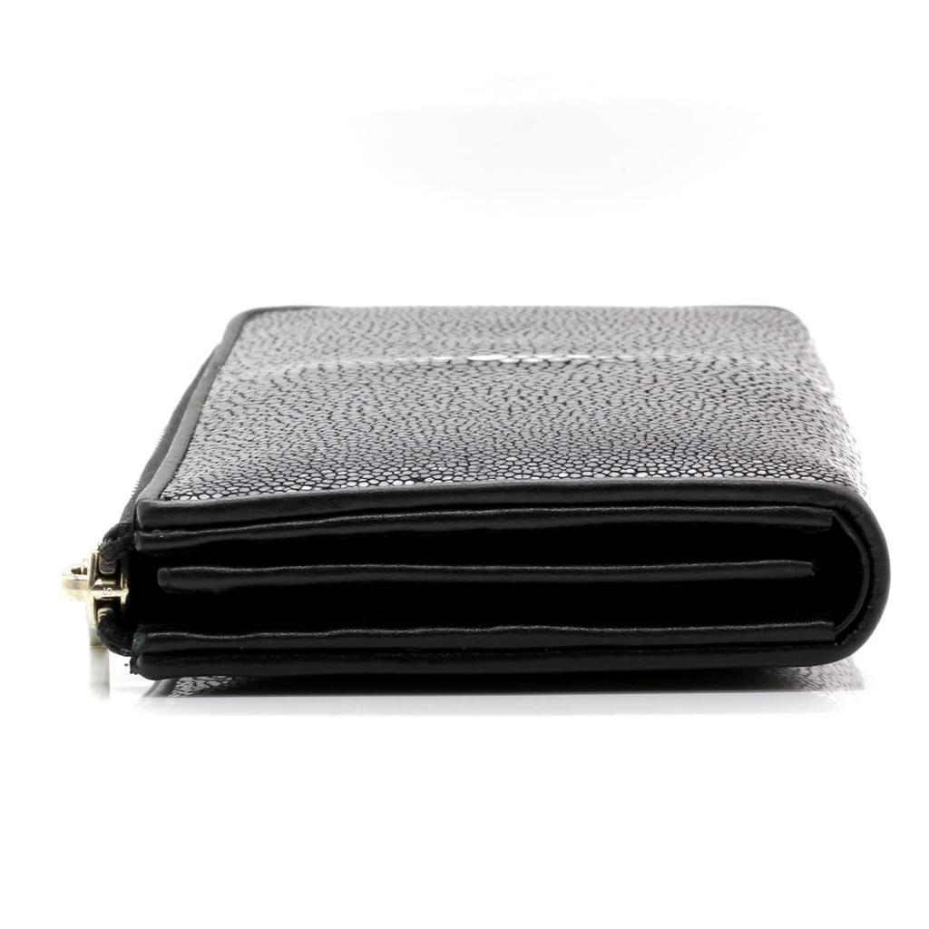 [Revetta] Stingray Leather Long Wallet, YKK Zipper, Black Interior, Galusha Leather, Stingray, Black, Men's & Women's, Genuine Leather [192stw-1]