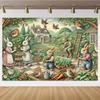 Cartoon rabbit Peter Pan garden children's birthday party backdrop rabbit flower carrot cake table decor gift baby christening party684