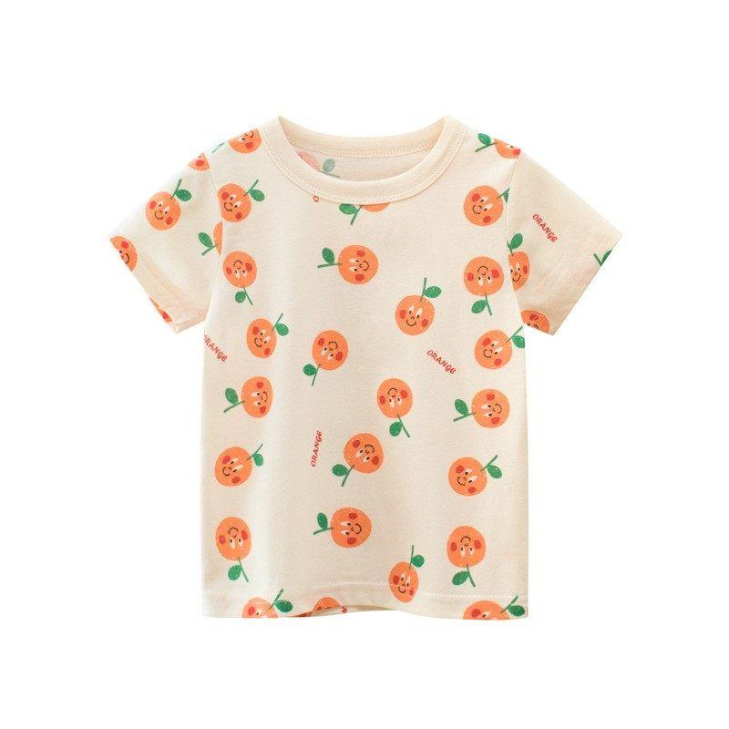 27home Korean Style Strawberry Baby round Neck Short Sleeve T-shirt