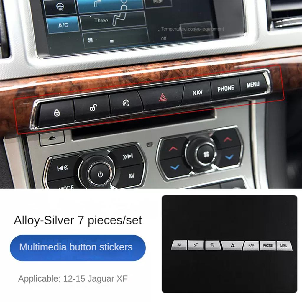 For Jaguar XF Accessories Removable Aluminum Alloy Steering Wheel Multifunction Button Stickers Silver Tuning Car