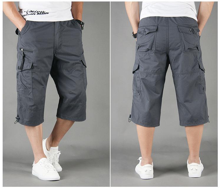 Men's Summer Cropped Trousers Overalls Loose Thin Multi Pocket Outdoor Sports Casual Shorts