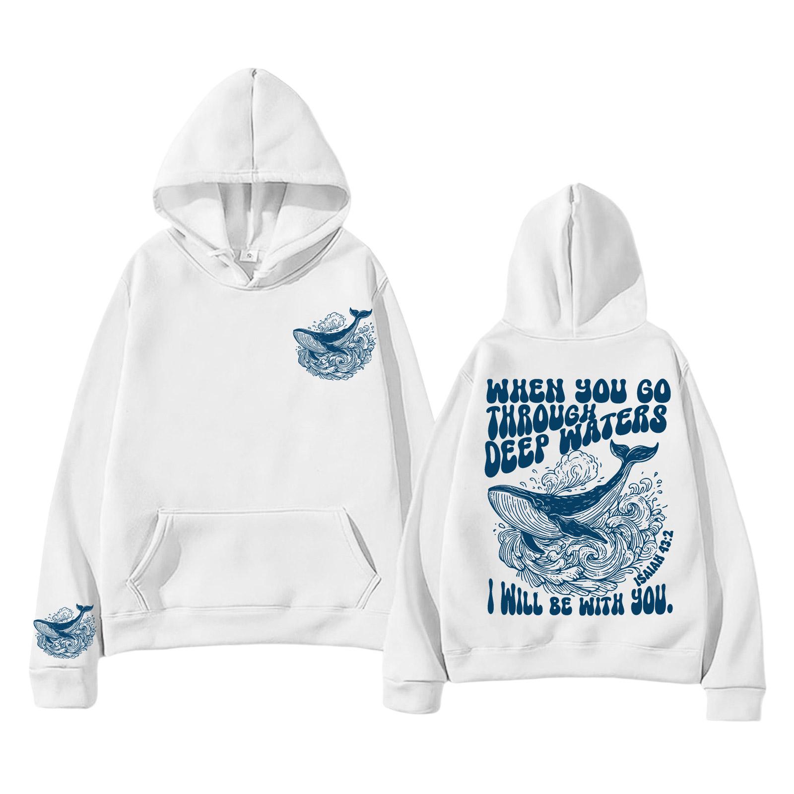 

Unisex Lightweight Long-Sleeved Pullover Hoodie With Pockets And Print S білий
