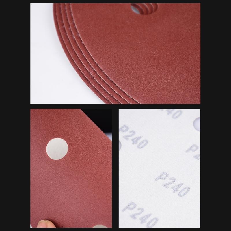 Pack of 50 9 Inch 6 Hole Aluminum Oxide Sanding Discs Suitable for Drywall Sanders Wood Finishing With Hook Loop Backing
